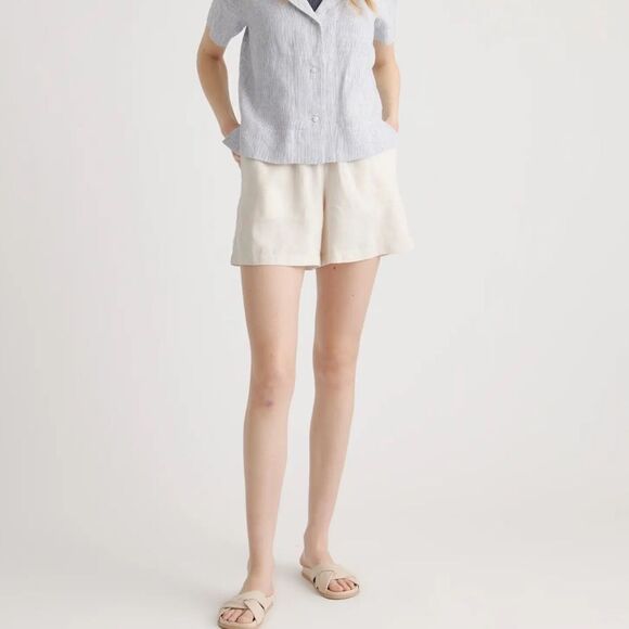 J. Jill Love Linen White Drawstring Closure High Rise Shorts Size MP - Picture 1 of 13